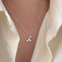wholesale S925 Sterling Silver Minimalist Whale Tail Necklace for Women, Korean, Little Red Book Viral-Pure silver (40+5CM)