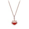 wholesale S925 Sterling Silver Mabe Pearl and Diamond Inlaid Auspicious Peace Lock Necklace, Fashionable Retro Style, Niche Design with a Sense of Sophistication-0-4