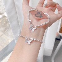wholesale S925 Sterling Silver Butterfly Bracelet, New Chinese Style, Ethereal and Versatile, Small and Exquisite, High-End Pearl Hand Accessory-Antique Butterfly Bracelet/Approx. 3.36g&gt;SL011169