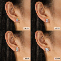 wholesale 925 Silver European and American Foreign Trade Exclusive Super Sparkling Zircon Single Stone Stud Earrings Classic Four-Prong Design for Men and Women-Platinum 5*7mm 1 carat weighs approximately 1.78g 925 silver