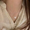 wholesale S925 Sterling Silver Minimalist Small Square Love Smile Pendant Necklace for Women, Unique and Stylish High-End Collarbone Chain-0-1