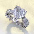 wholesale S925 Silver New European and American Hit Heart-Shaped 5-Carat Diamond Eternity Ring for Engagement-0-1