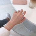 wholesale S925 Sterling Silver Korean Style Minimalist Double Ring Interlocking Women's Ring, INS Style-0-2