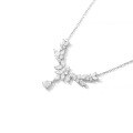 wholesale 925 Sterling Silver Flash Diamond Wheat Ear Necklace for Women, Light Luxury Ethereal Niche Design Lucky Flower Branch Collarbone Chain-0-4