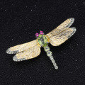 wholesale S925 Silver Designer Natural Gemstone Brooch Dragonfly Design Classical and Elegant with Peridot-0-1