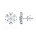 Sterling Silver Sunflower Stud Earrings with Moissanite, HW-Inspired Snowflake Design-0-3