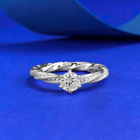 wholesale S925 Silver 5mm Full Diamond Wrapped Six-Prong Ring with High-End Twist Design, Live Stream and Xiaohongshu Style-R1419 White 8