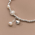 wholesale S925 silver pearl love bead bracelet with a high-end ins feel, handmade round bead new style women's bracelet S4769-0-1