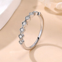 wholesale 18K Gold Plated S925 Sterling Silver Cross-Border New Moissanite Ring, Small and Fashionable Women's Stacking Ring Moissanite Jewelry Wholesale-Platinum US size 8