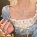 wholesale S925 Sterling Silver Planet Four-Pointed Star Necklace for Women, Minimalist Design, Small Luxury Collarbone Chain, Elegant Necklace Accessory-0-1