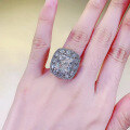 wholesale S925 Silver New High-End Simulated Diamond 10*12 High Carbon Diamond 5 Carat Ice Flower Cut G Color Ring-0-3