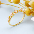 wholesale 925 Silver Gold Plated, Dunli Jewelry French Hollow Lace Pearl Ring, Ins Internet Celebrity Goddess Temperament Hand Accessories-0-0