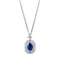 wholesale S925 Sterling Silver European and American New 6*8mm Blue Gemstone Necklace for Women, Collarbone Chain with Vintage Pendant-0-4