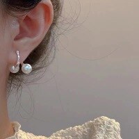 wholesale S925 Sterling Silver Minimalist Designer Swarovski Pearl Earrings for Women, Luxurious and Elegant, Versatile French-style Jewelry-Pure silver + high-quality Shijia pearls