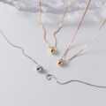 wholesale S925 Sterling Silver Light Luxury Minimalist Small Silver Bean Necklace, Small Round Bean, Oval Small Bean Women's Collarbone Chain Y00247-0-2