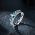 wholesale Sterling Silver Tiktok Horus Lake Water Blue 5*10mm 1ct Blue-Green Moissanite Ring Unisex-0-3