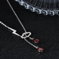 wholesale S925 silver cloud and lightning design earring and necklace set inlaid with colorful gemstone garnet-0-1