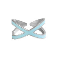 wholesale S925 Sterling Silver Original Niche Design Minimalist Hollow Double-Layer Cross Blue Drip Glaze Open Adjustable Ring for Women-JA806 model>Adjustable opening