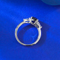 wholesale S925 Silver New Live Streaming Style Simulated Sapphire 6*6mm Fat Square Blue Corundum Fashion Versatile Ring-0-3