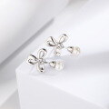 wholesale S925 Sterling Silver Forest-style Original Design Lily of the Valley Earrings with White Shell Pearl for Women, Ins Chic Ear Accessories Wholesale-0-3