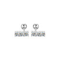 wholesale S925 Sterling Silver Fashionable and Elegant Earrings Mini Ultra-Sparkling Moissanite Stud Earrings for Women Korean Style Minimalist Three-Stone Stud Earrings-0-4