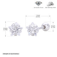 wholesale 925 Sterling Silver Five-point Star Zircon Studs Earrings For Women-925 silver plating with platinum-5m 925 silver