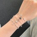 wholesale S925 Sterling Silver Korean-style Ins Fashion New Four-leaf Clover Round Diamond Zircon Design High-end Sense Bracelet for Women-0-0