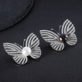 wholesale S925 Sterling Silver New Natural Freshwater Pearl Butterfly Brooch, Designer Edition Fashionably Luxurious with a High-End Feel-0-0