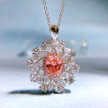 wholesale Metal: 925 Sterling Silver Zoe Fan New Oval 7*9mm Padparadscha Pendant Necklace for Women, European and American Style Luxuriously Set, Ins Fashion-0-1