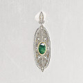wholesale S925 Silver Green Chalcedony and White Zircon Pendant, a Niche French Vintage and Light Luxury Style by Dunli Jewelry-0-1