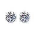 Sterling Silver Moissanite 1ct Stud Earrings, T-Style Bubble Earrings-0-3