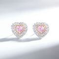 S925 Sterling Silver Heart Earrings with Zircon and Yellow Diamonds-0-2