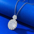 wholesale S925 Silver New Necklace Inlaid with Natural Water Foam Jade High Ice 8*10 Cabochon Chalcedony Pendant, Hot Selling Live Broadcast Drop Shipping-0-3