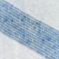 wholesale Metal material natural aquamarine faceted loose beads crystal semi-finished cut corner bead string DIY bracelet chain necklace fringe accessories-3--3.2 mm per line (about 38 cm)