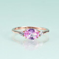 wholesale S925 Sterling Silver with Pink Sapphire Ring, Fashion Classic Light Luxury 6*8mm Gemstone Rose Gold Plated Ring-0-1
