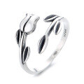 wholesale S925 Sterling Silver Oriental Pastoral Style Branch Creative Rose Design Ring Vintage Unique Romantic Band-0-5