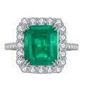 wholesale Sterling Silver Style 5CT Simulated Emerald Cut 10*12 Geometric Rhombus Ring Cross-border-0-4