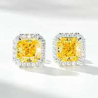 S925 Silver Women's Jewelry Set with Yellow Diamonds, Baguette, Radiant, Princess Cuts-Vibrant Yellow Earrings - ED077  925 Silver