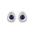 wholesale S925 Sterling Silver Geometric Oval Inlaid Lapis Lazuli Minimalist and Unique Earrings for Women-0-4