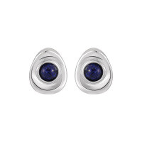 wholesale S925 Sterling Silver Geometric Oval Inlaid Lapis Lazuli Minimalist and Unique Earrings for Women-Platinum [with sterling silver ear plugs] &gt; 925 silver