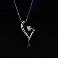 wholesale S925 Silver Korean Style Minimalist Musical Note Pendant Necklace for Women with Diamond Accent, Wholesale Collarbone Chain-Purple Diamond Single Pendant - Without Chain 925 Silver