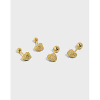 wholesale S925 Sterling Silver Crushed Silver Thread Ear Studs for Women, Screw-Back Textured Ear Cartilage Studs Minimalist Earrings-911 Silver [3mm Round Earrings] 925 Silver