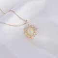 wholesale 10K gold jewelry Japanese-inspired lightweight luxury summer new pendant with natural opal for women, direct wholesale from manufacturer-0-3