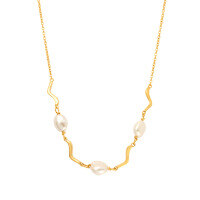 wholesale S925 Sterling Silver Irregular Initial Collarbone Necklace, European And American Hot-selling French Retro Pearl Necklace For Women-Gold#5 925 silver