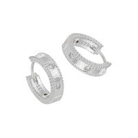 wholesale S925 Sterling Silver Niche, Unique, European and American Style, High-End Textured, Beaded Edge Vertical Line Diamond-Inlaid Design Ear Clips for Women-Platinum 925 silver