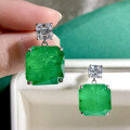 wholesale Metal: 925 Sterling Silver Jewelry new style emerald with inclusions Korean-style ultra-sparkly elegant 15*15-0-1