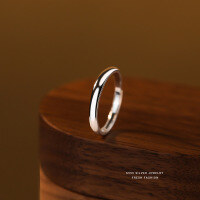 wholesale Sterling Silver Minimalist Sandblasted Couple's Ring Plain Band Pair Gift-Women's/Glossy Adjustable opening