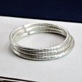 wholesale 9999 Pure Silver Chinese Trend Grass Script Tibetan Heart Sutra Bracelet for Women, Vintage Style Artistic Solid Silver Open Bangle for Men-0-0