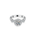 S925 Silver Moissanite Cross Women's Stackable Ring 1 Carat Full Diamond-0-0