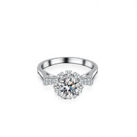 S925 Silver Moissanite Cross Women's Stackable Ring 1 Carat Full Diamond-1 carat (set with moissanite)  11 yards